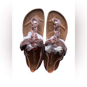 Mila Paoli Italy Women's Tan Gizeh Braided Thong Sandals Size 9.5 Never Worn